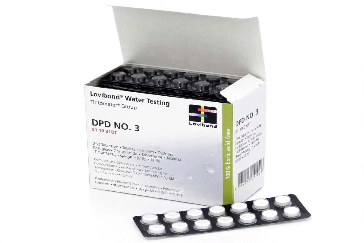 Lovibond 511081BT DPD No. 3 Water Testing Tablets | 250 Tablets | Total Chlorine, Combined Chlorine & Bromine Testing | 100% Boric Acid Free | Comparator & Photometer | Tintometer Group