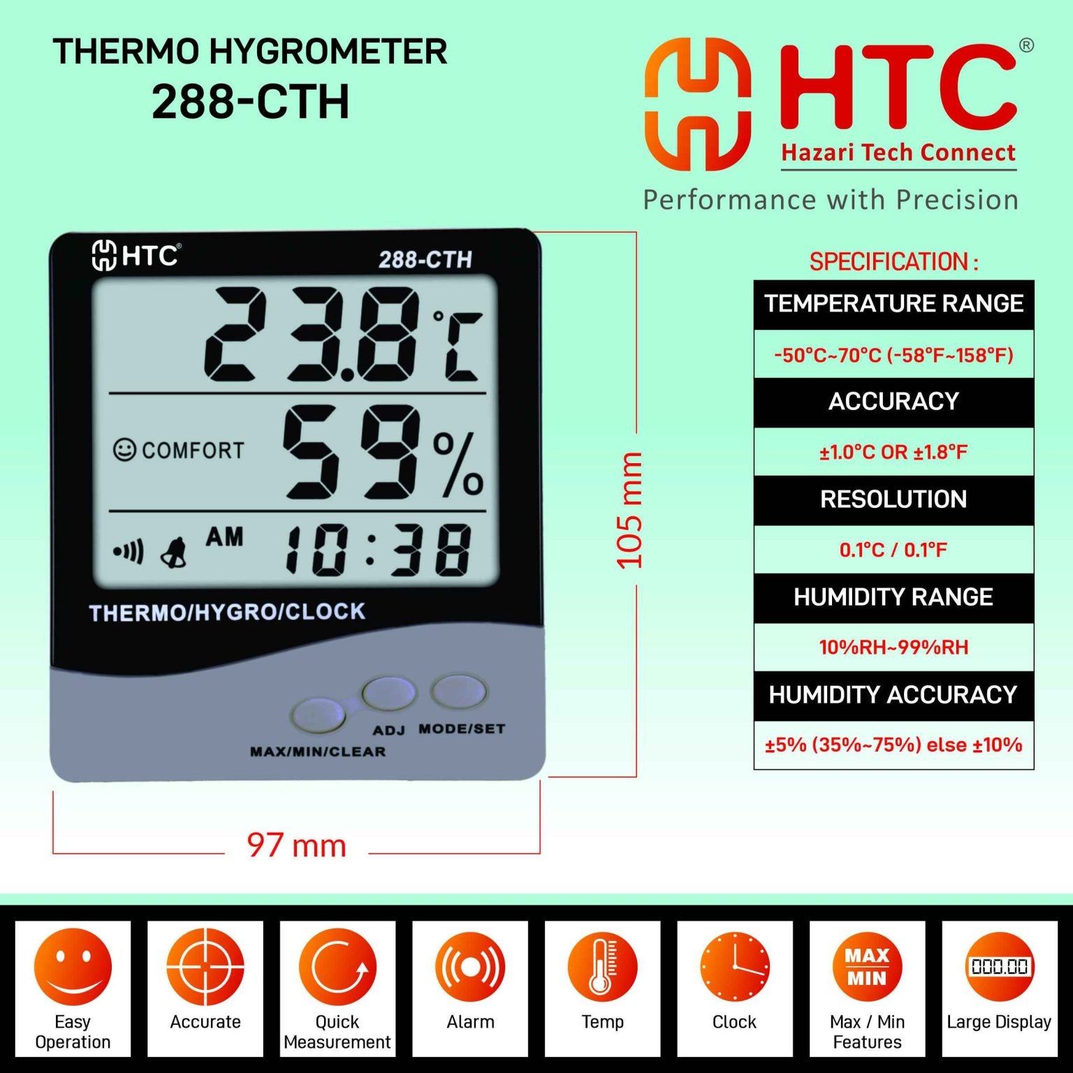 HTC 288-CTH DIGITAL THERMO HYGROMETER
