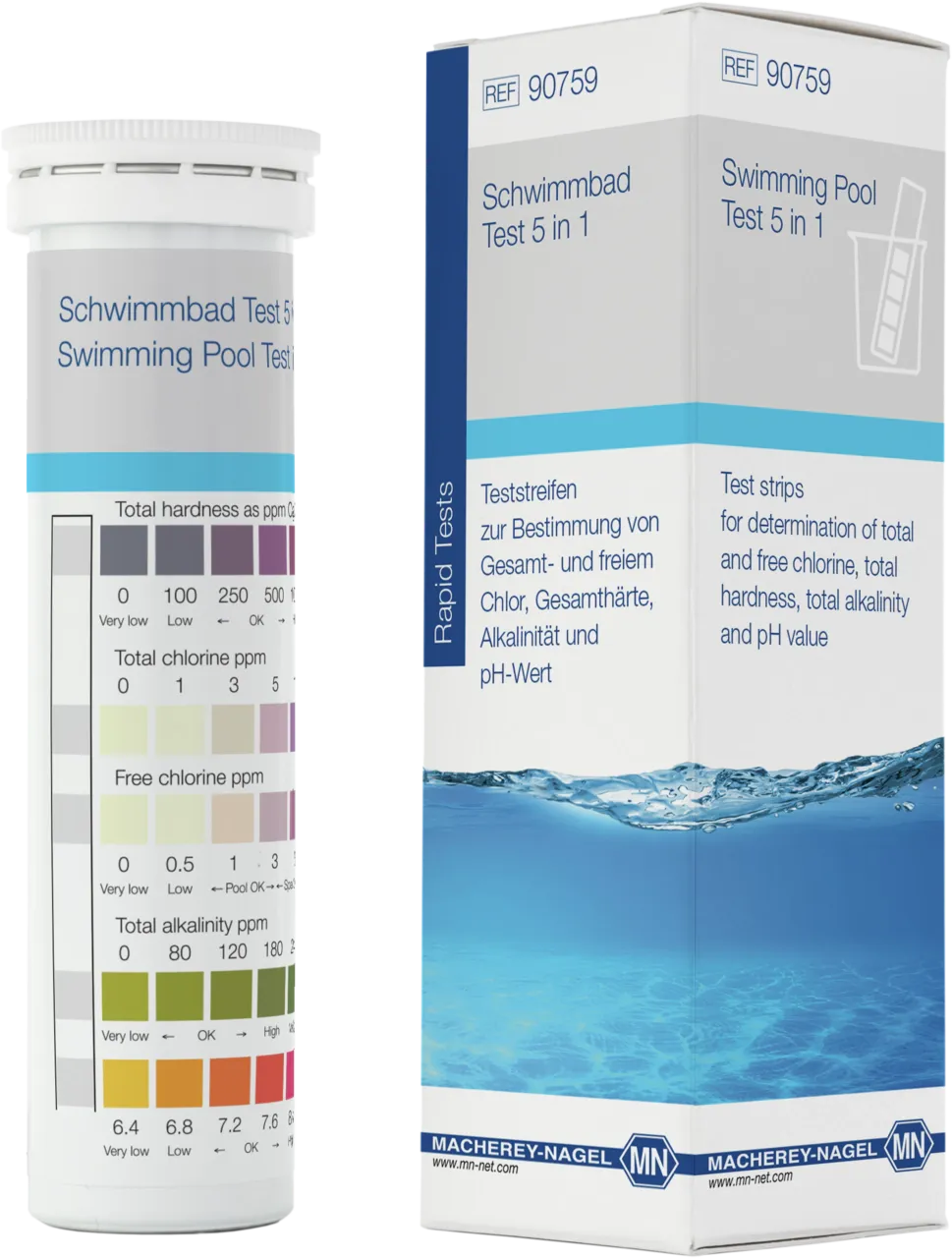 MACHEREY-NAGEL Swimming Pool Test 5 in 1 Test Strips (50 Strips)
REF / Product Code: MN 90759