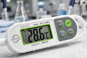 ACETEQ DTM-X7 Waterproof Digital Thermometer, -50°C to 300°C, IPX6, Stainless Steel Probe, 0.1°C Resolution