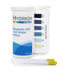 Hydrion Peracetic Acid (Paa) Sanitizer Test Strips, 50 Strips/Vial, PAA160